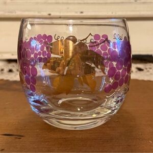 MCM Culver Roly Poly Cocktail Glass Purple Grapes 22k Gold Leaf
